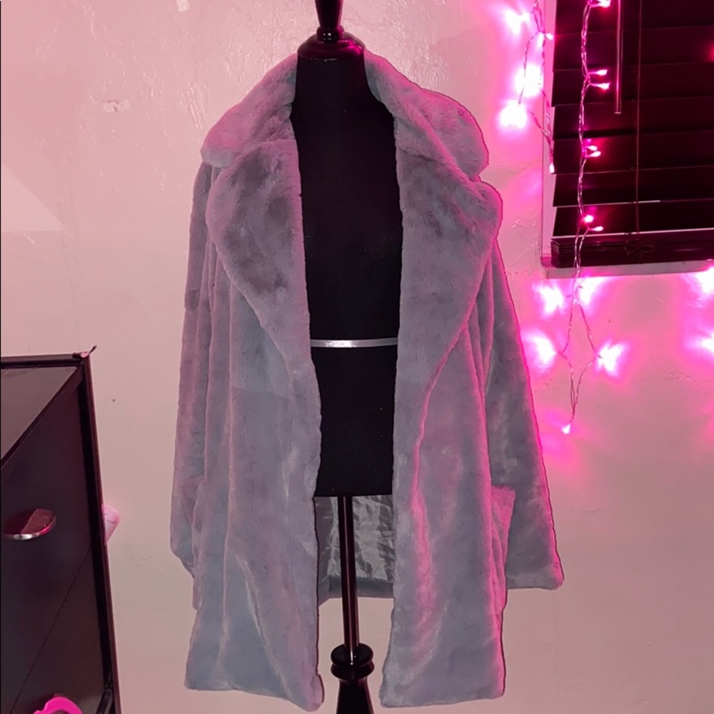 Grey Faux Fur Coat